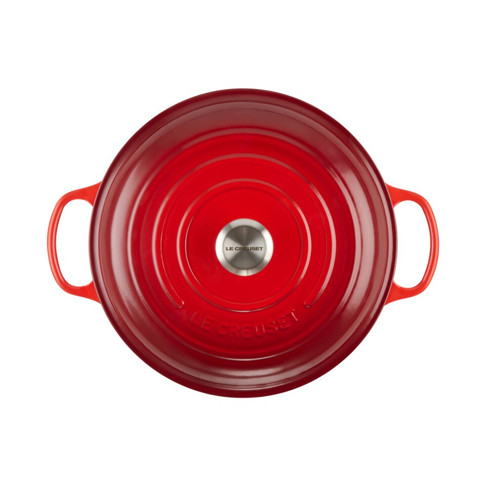 Casserole Le Creuset Fonte Émaillée 26 Cm Blanc - 2,25 Qt, Bouton Doré Flocons De Neige